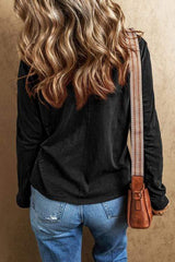 Exposed Seam V-Neck Long Sleeve T-Shirt - Trendsi - Flyclothing LLC