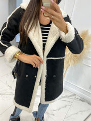Lapel Collar Exposed Seam Buttoned Coat - Trendsi