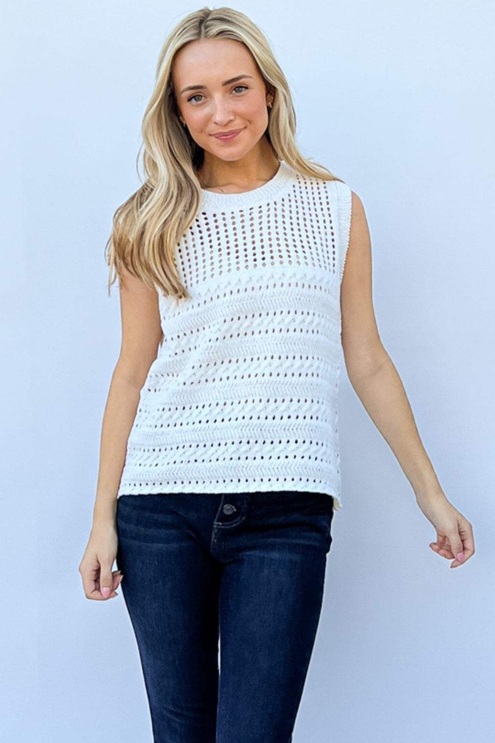 And The Why Hollowed Out Buttoned Tank - Trendsi - Flyclothing LLC