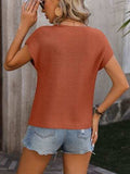 Pocketed Round Neck Cap Sleeve Sweater - Trendsi - Flyclothing LLC