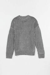 Striped Mock Neck Dropped Shoulder Sweater - Trendsi - Flyclothing LLC