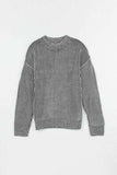 Striped Mock Neck Dropped Shoulder Sweater - Trendsi - Flyclothing LLC