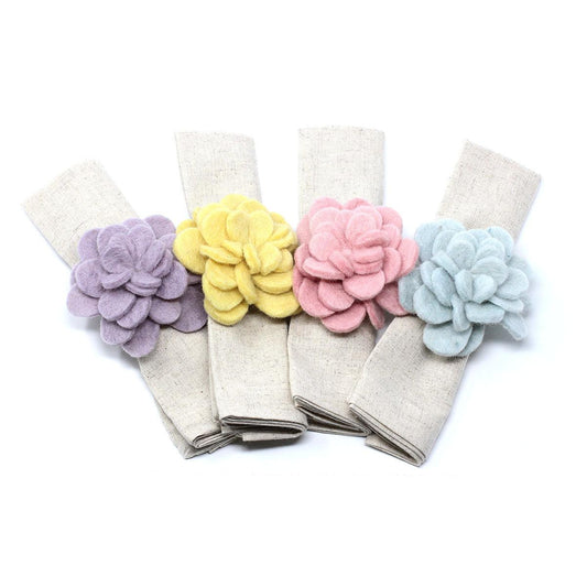 Hand-felted Zinnia Napkin Rings, Set of Four Colors - Global Groove (T) - Flyclothing LLC