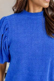 Mock Neck Puff Sleeve Blouse - Trendsi - Flyclothing LLC