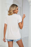 Contrast Trim Petal Sleeve V-Neck Top - Trendsi - Flyclothing LLC