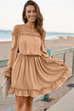 Frill Off-Shoulder Flounce Sleeve Dress - Trendsi - Flyclothing LLC