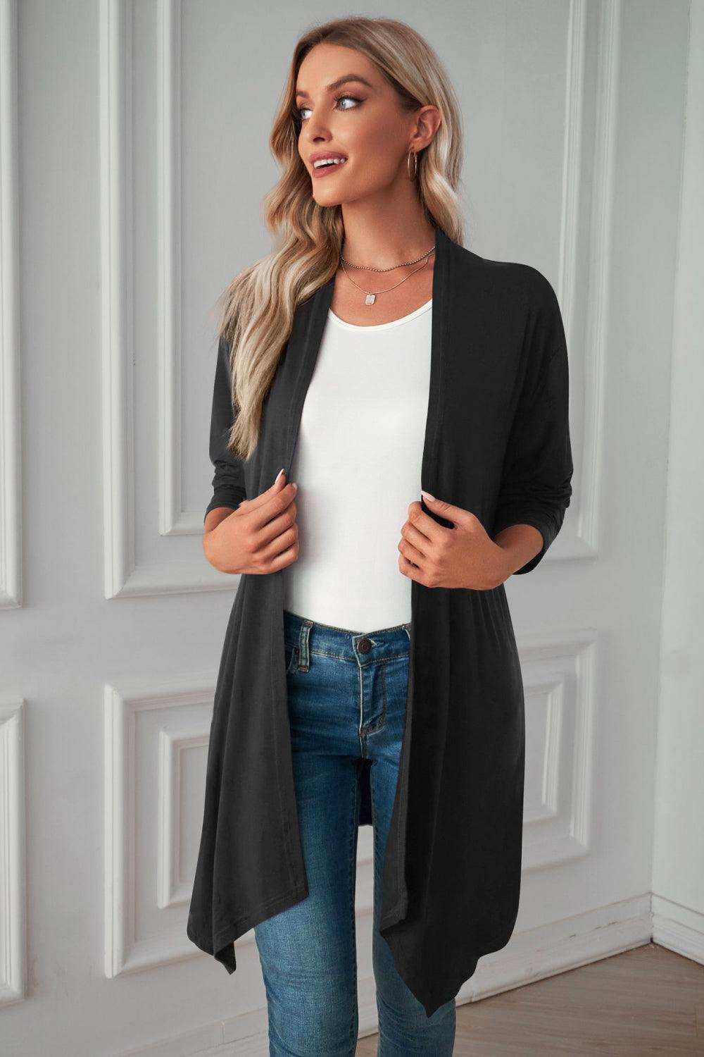 Open Front Long Sleeve Cardigan - Trendsi - Flyclothing LLC