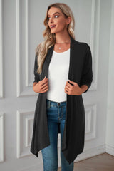 Open Front Long Sleeve Cardigan - Trendsi