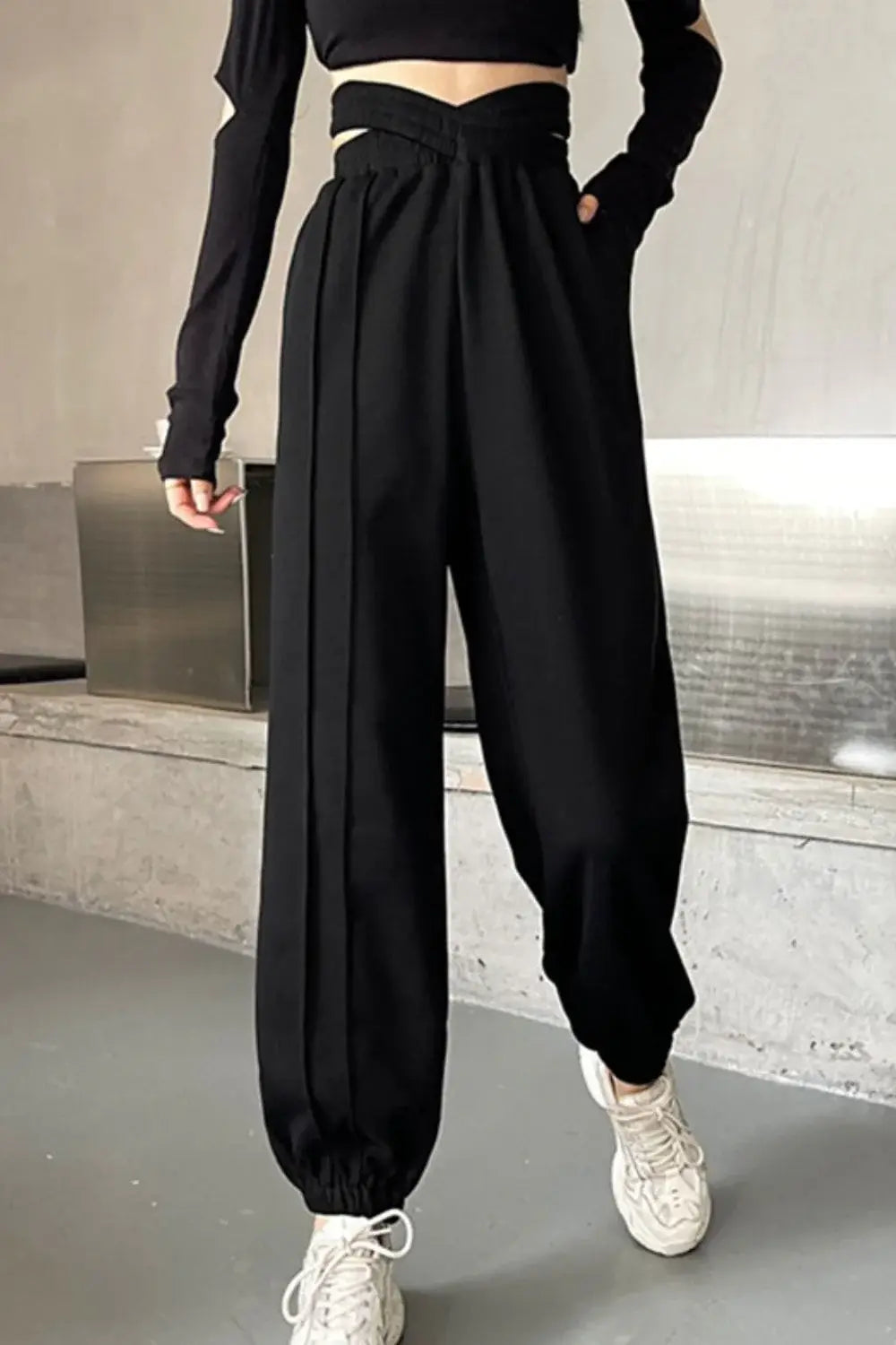 Crisscross Long Sweatpants - Trendsi - Flyclothing LLC