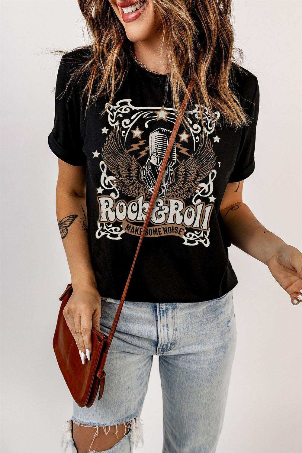 Slogan Graphic Short Sleeve T-Shirt - Trendsi - Flyclothing LLC