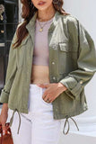 Drawstring Snap Down Dropped Shoulder Denim Jacket - Trendsi - Flyclothing LLC
