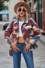 Printed Collared Neck Jacket - Trendsi - Flyclothing LLC