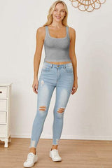 Square Neck Wide Strap Tank - Trendsi - Flyclothing LLC