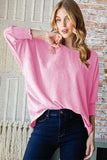 Reborn J Texture Round Neck Smocked Half Sleeve Top - Trendsi - Flyclothing LLC