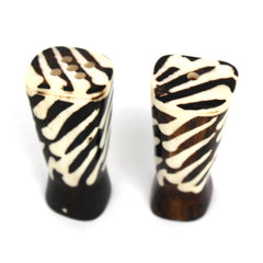 African Natural Bone Salt & Pepper Shakers, Traditional Batik Designs - Jedando