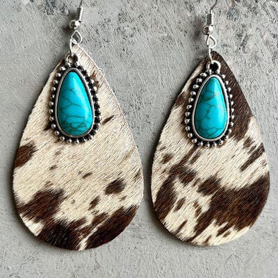 Artificial Turquoise Teardrop Earrings - Trendsi
