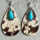 Artificial Turquoise Teardrop Earrings - Trendsi - Flyclothing LLC