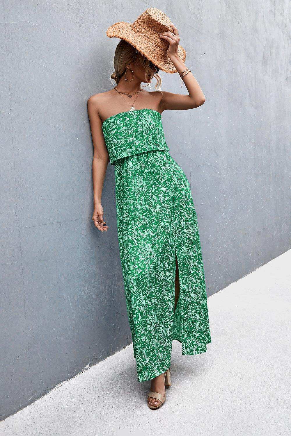 Strapless Split Maxi Dress - Trendsi - Flyclothing LLC