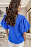 Mock Neck Puff Sleeve Blouse - Trendsi - Flyclothing LLC