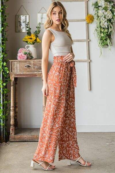 Heimish Full Size Printed Tied Straight Casual Pants - Trendsi - Flyclothing LLC