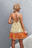 Bohemian Tie Shoulder Surplice Backless Dress - Trendsi