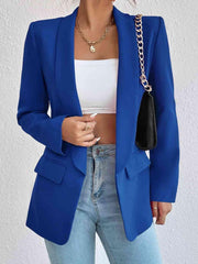 Shawl Collar Long Sleeve Blazer - Trendsi
