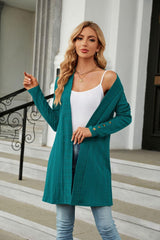 Long Sleeve Open Front Cardigan - Trendsi
