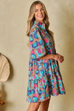 Notched Balloon Sleeve Mini Dress - Trendsi