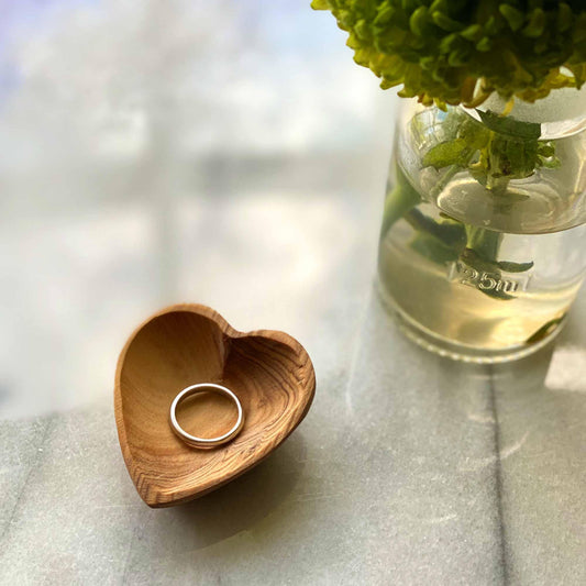 Petite Olive Wood Heart Trinket Bowls - Set of 2 - Jedando