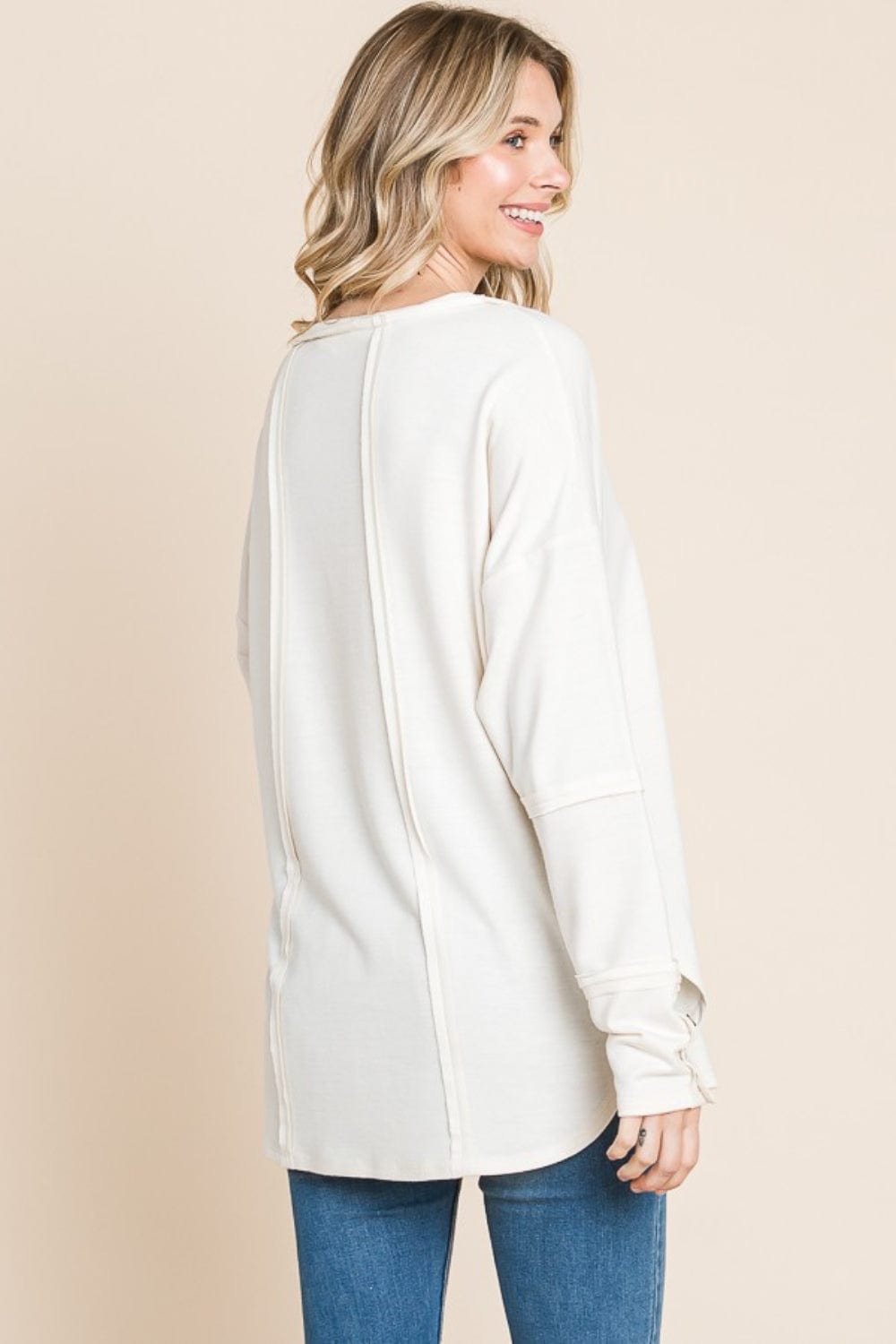 Culture Code Full Size V-Neck Dropped Shoulder Blouse - Trendsi