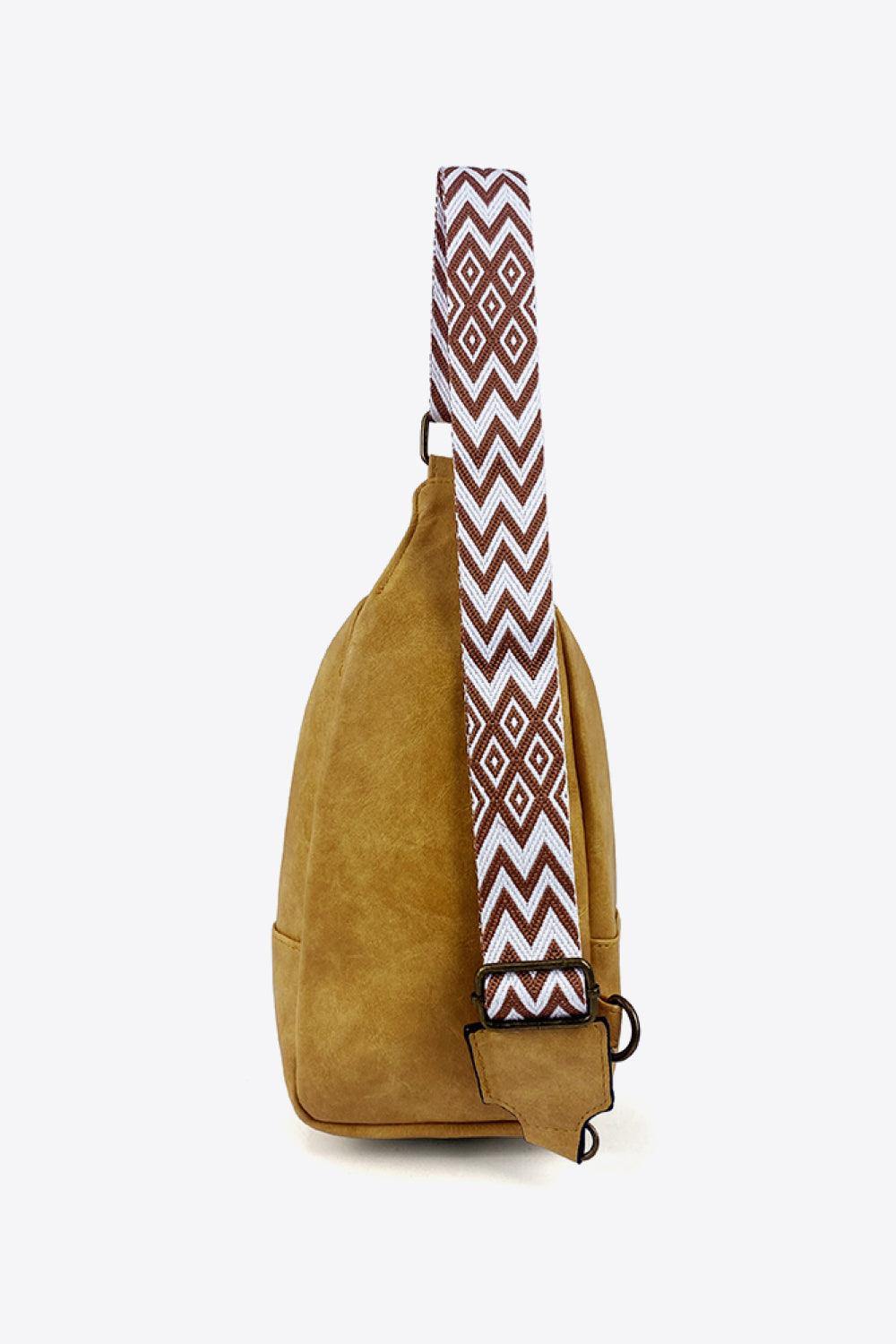 Adjustable Strap PU Leather Sling Bag - Trendsi