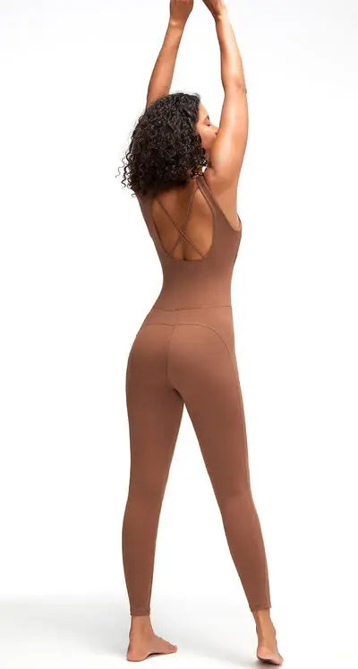 Crisscross Wide Strap Active Jumpsuit - Trendsi - Flyclothing LLC