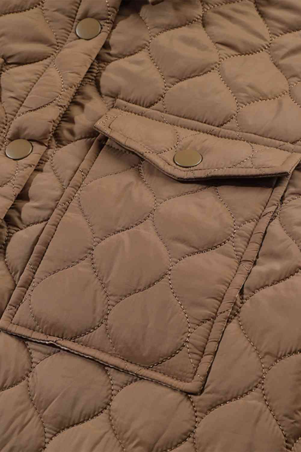 Snap Down Collared Winter Coat - Trendsi - Flyclothing LLC