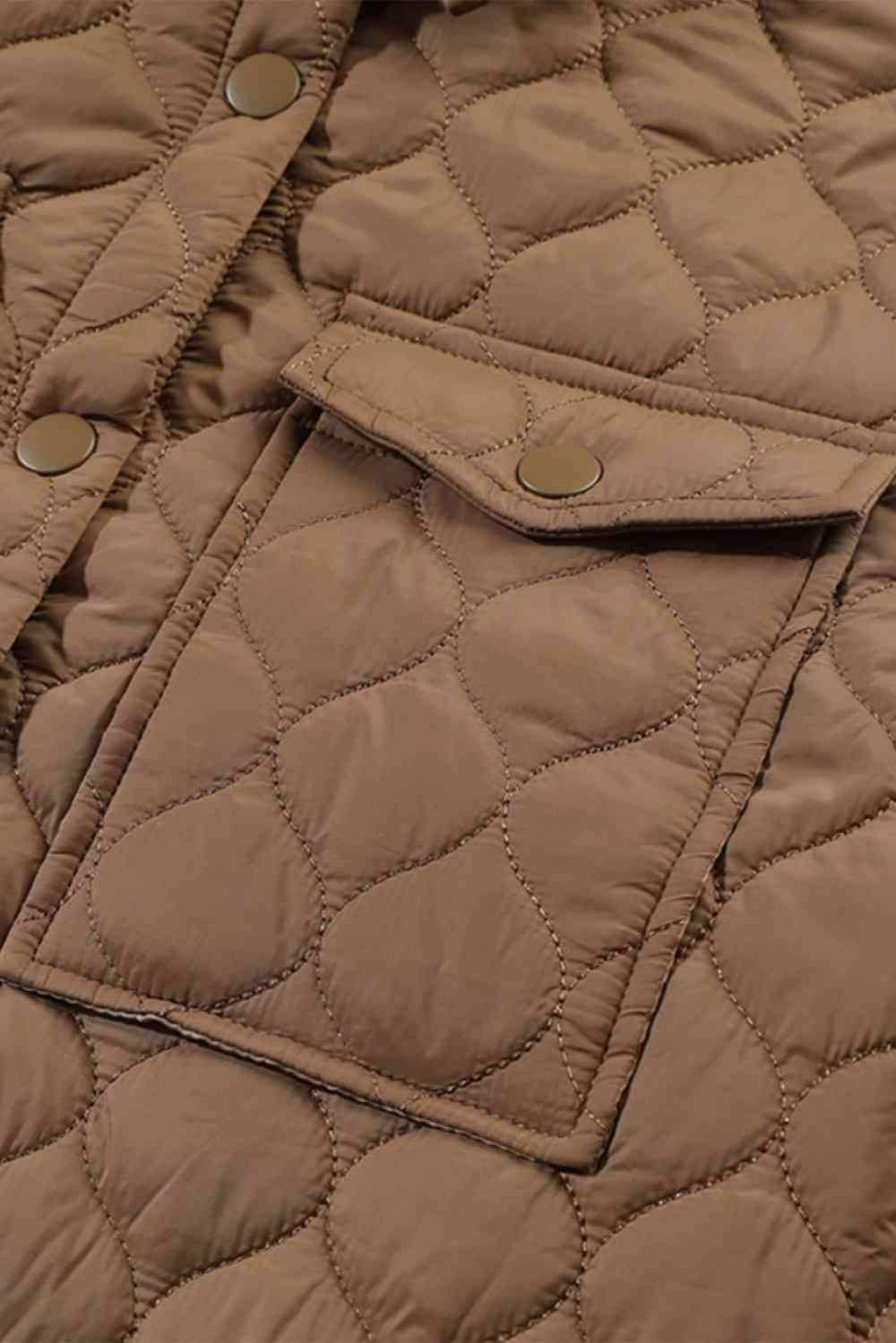 Snap Down Collared Winter Coat - Trendsi - Flyclothing LLC