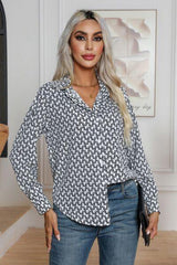 Printed Buttoned Long Sleeve Shirt - Trendsi