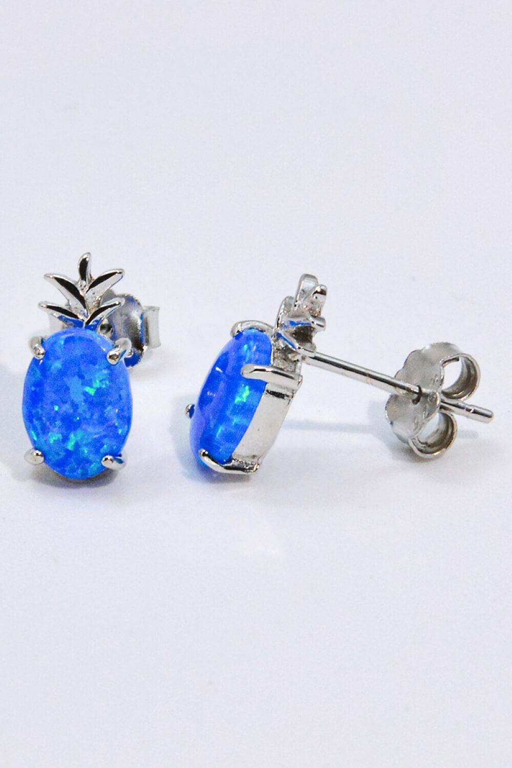 Opal Pineapple Platinum-Plated Earrings - Trendsi - Flyclothing LLC