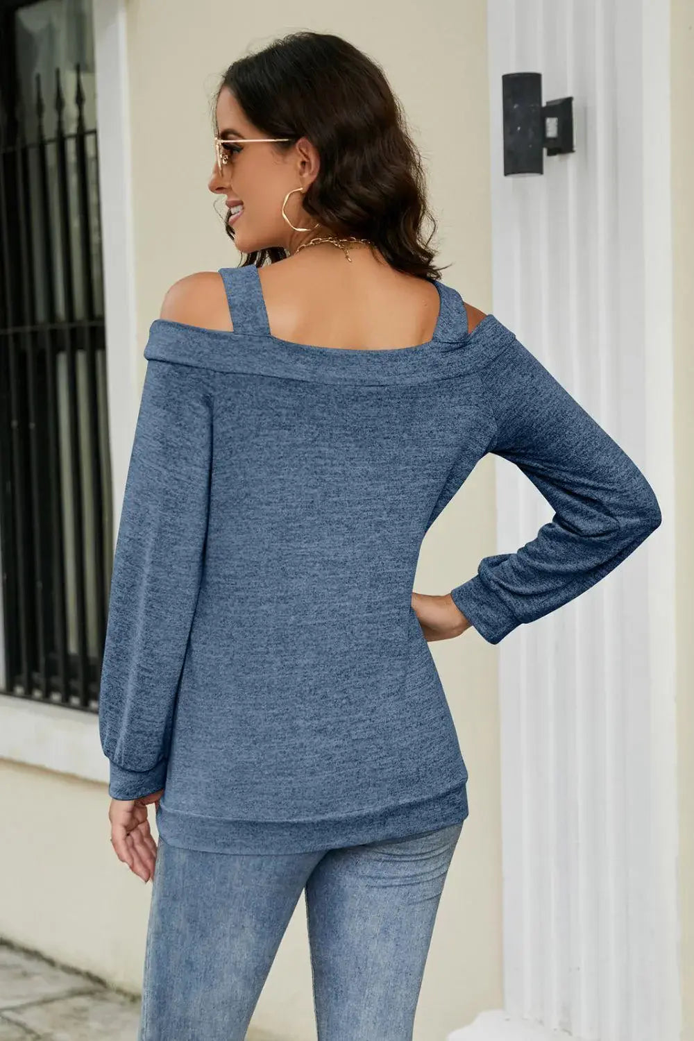 Cutout Cold-Shoulder Top - Trendsi - Flyclothing LLC