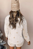 Round Neck Dropped Shoulder Star Print Top and Shorts Lounge Set - Trendsi - Flyclothing LLC