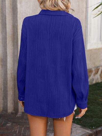 Button Up Dropped Shoulder Shirt - Trendsi - Flyclothing LLC