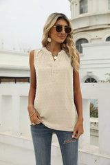 Swiss Dot Notched Neck Tank - Trendsi - Flyclothing LLC