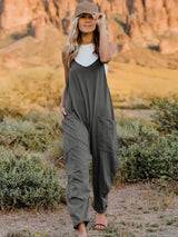 Double Take Full Size Sleeveless V-Neck Pocketed Jumpsuit - Trendsi - Flyclothing LLC