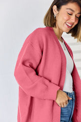 Open Front Dropped Shoulder Cardigan - Trendsi