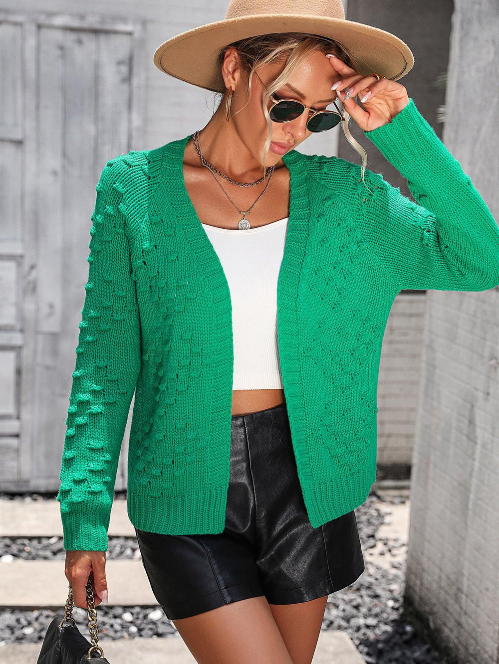 Open Front Long Sleeve Cardigan - Trendsi