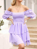 Smocked Square Neck Layered Dress - Trendsi - Flyclothing LLC