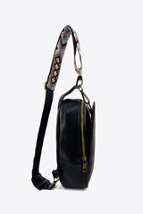 Adjustable Strap PU Leather Sling Bag - Trendsi