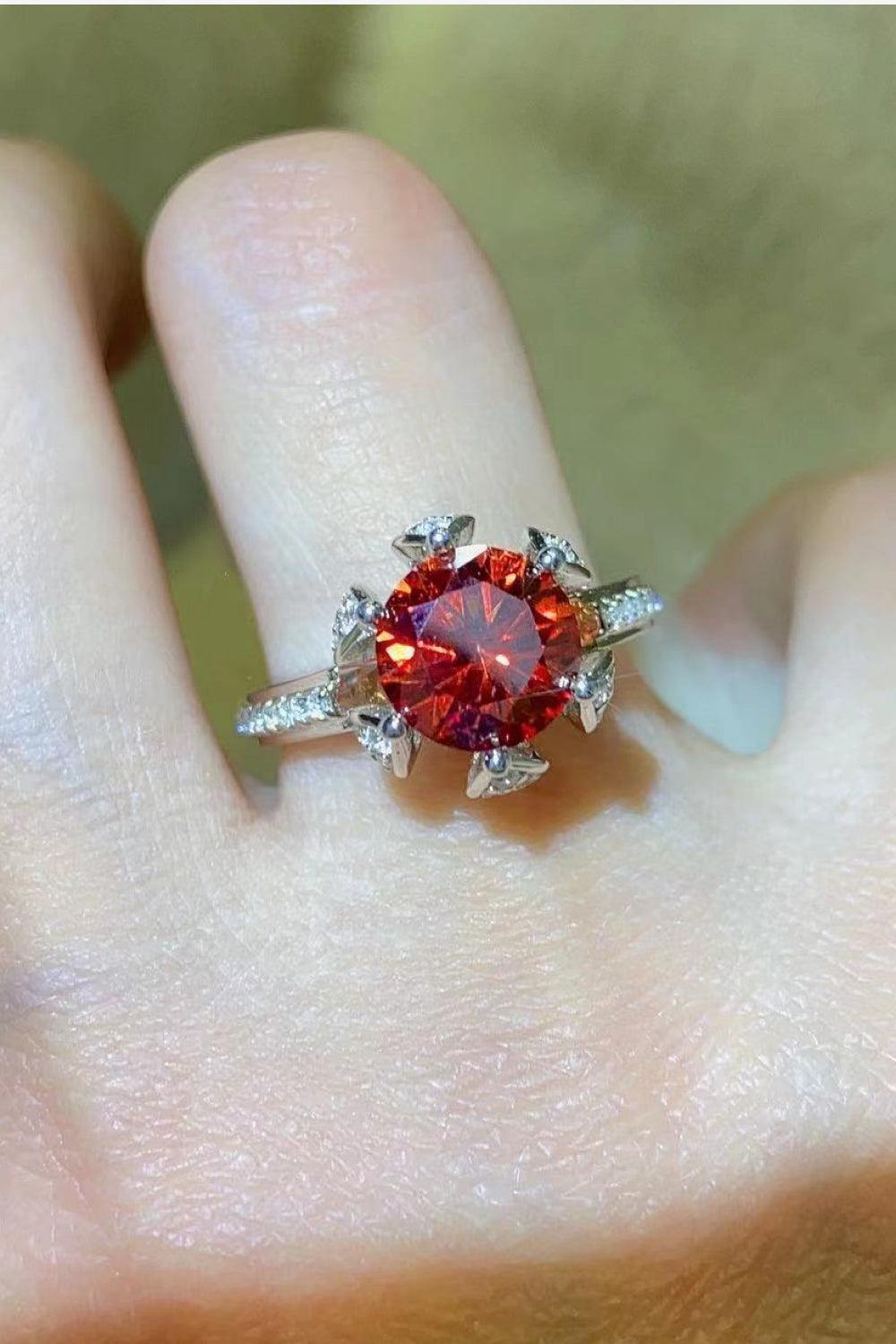 2 Carat Moissanite 6-Prong Ring in Phoenix Fire - Flyclothing LLC