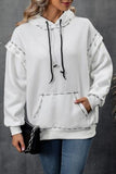 Drawstring Kangaroo Pocket Dropped Shoulder Hoodie - Trendsi