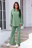 Drawstring Flounce Sleeve Shirt and Pants Set - Trendsi - Flyclothing LLC