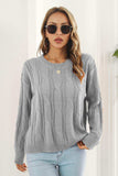 Round Neck Long Sleeve Sweater - Trendsi - Flyclothing LLC