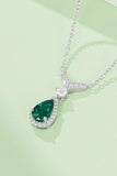 Lab-Grown Emerald Teardrop Necklace - Trendsi